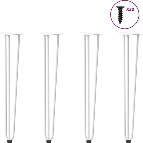 vidaXL Pieds en épingle à cheveux pour consoles, lot de 4, blanc, 72 cm, acier massif