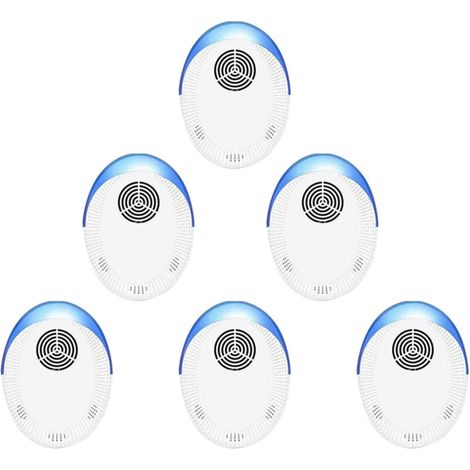 Lot de 6 répulsifs rongeurs et insectes, répulsif à ultrasons, non toxique, sans odeur, très efficace, puissant, blanc