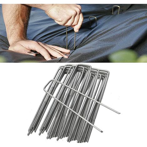 Sardines de Fixation, Sardines Camping, 20 Pcs, en Acier (150x40x3mm), pour Le Jardin, Le Paillis et Le Gazon Artificiel
