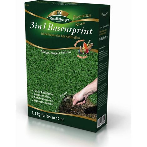 Quedlinburger 3in1 Rasensprint Mantelsaat 1,2 kg- Rasensamen