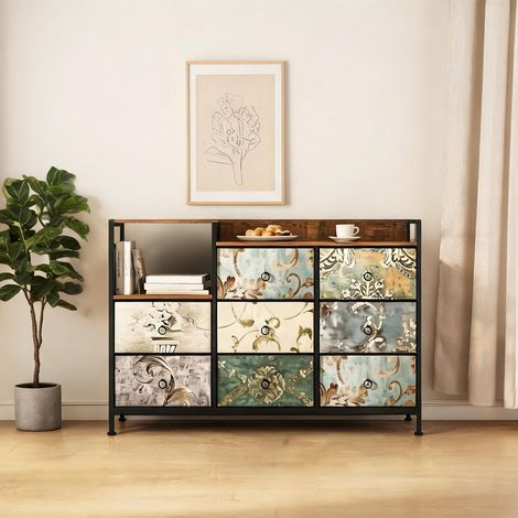 Meuble de rangement vintage 8 tiroirs avec bloc prise 132 x 88 x (1/5)