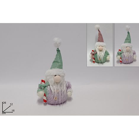 Decorazione Natalizia Babbo Natale con Bastoncino e Pelliccia 26 cm 2 Decori