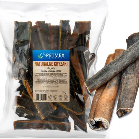 Delicadeza, masticable natural para perros: piel de ciervo deshidratada de 15 cm, Petmex, 1 kg.