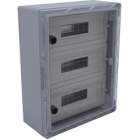Armoire électrique 51 modules 500x400x175mm étanche IP65 - Porte transparente - avec rail DIN