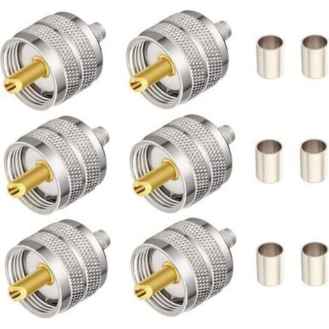 6 Pièces UHF PL-259 Prise Mâle Adaptateur Coaxial à Sertir Connecteur RF pour Câble Coaxial RG58/U LMR195 Compatible avec Radio Jambon