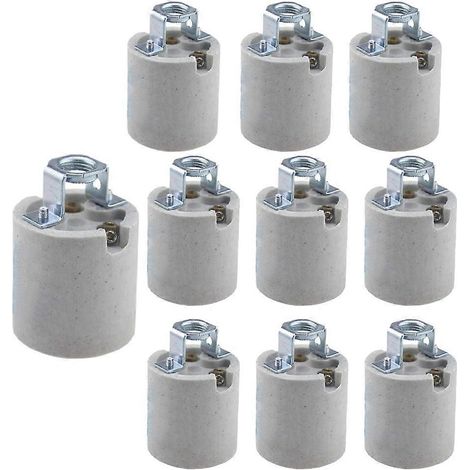 Lot de 10 douilles à vis E26 standard en céramique, sans fil, pour ampoules halogènes. (1/5)