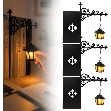 Buchstützen aus Metall – Bibliothekslaterne – Dekorative Regalleuchte – Retro-Leselampe – Leselampe fürs Bücherregal – Warmweißes LED-Nachtlicht – Geheimnisvolles Aussehen (1/5)