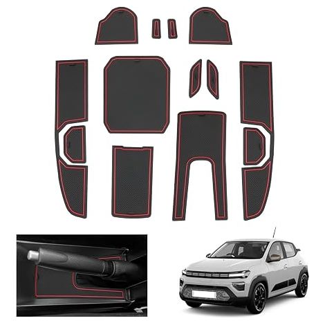 Non-Slip Rubber Mat for Center Console, Cup Holder, Door Seam, Accessories (Red) (1/5)