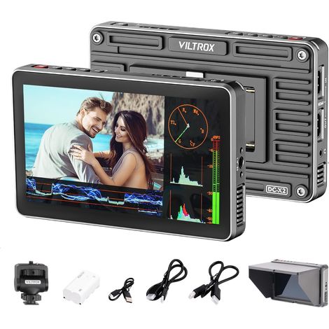 2000Nits Moniteur de champ vidéo, écran tactile de 6 pouces 4Kp30 HDMI sur caméra Moniteur, Full HD 1920 x 1080 outils de surveillance vidéo pour vloggers (DC-X2) (1/5)