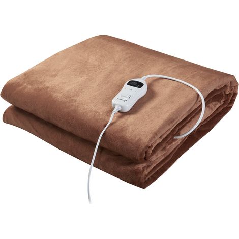 Coperta elettrica riscaldata 120 watt camera da letto 180 x 130 cm marrone 030009332