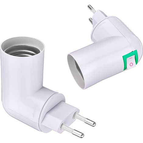 Lot de 2 douilles E27 réglables à 360° avec interrupteur, prise UE pour ampoule, lampe murale, adaptateur de douille pour lampe de cuisine (2 pièces) (1/5)