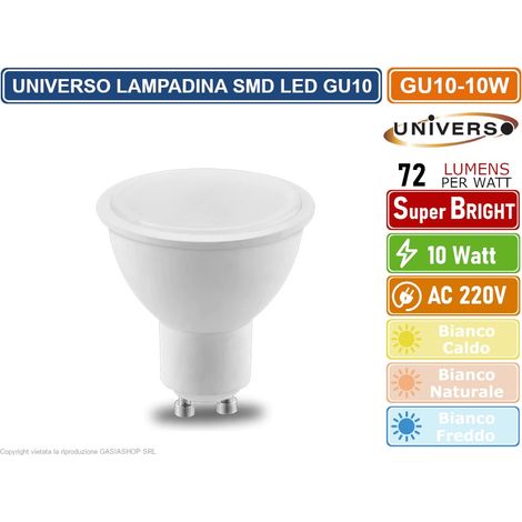 UNIVERSO LAMPADINA LED GU10 10W FARETTO SPOTLIGHT 110° 720 LUMEN - 3000K 4000K - 6500K - Colore Luce:Bianco Caldo (1/3)