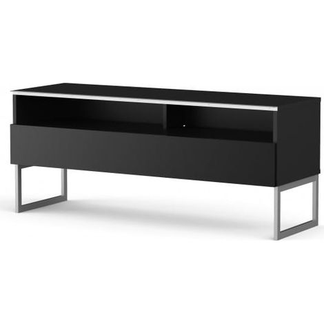 Meuble TV 2 niches 1 porte mélaminé noir Catania 120cm (1/5)