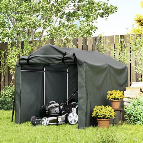 Gartenhaus 2 x 1,6 x 1,65 m, Fahrradunterstand, verzinktes Metallgestell, wasserdicht, UV-beständig, dunkelgrau
