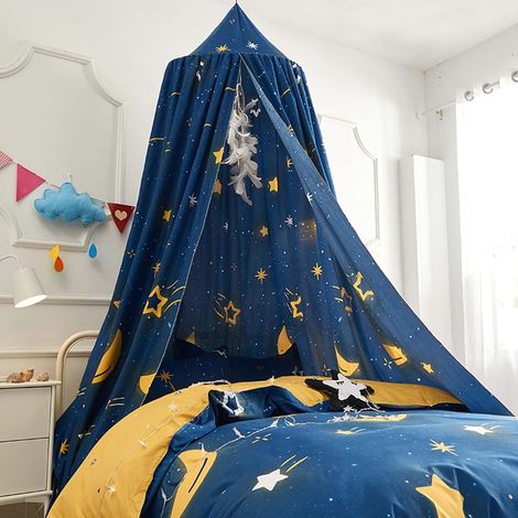 Housse de lit suspendue pour chambre d'enfant moustiquaire voyage enfants dôme rond princesse étoiles 65 cm (1/5)