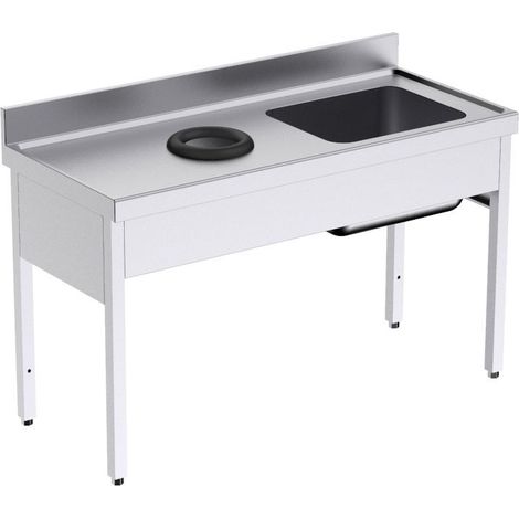 Plonge Inox avec Bâti, Bac et Trou Vide-Déchets - 1400 x 600 - Distform