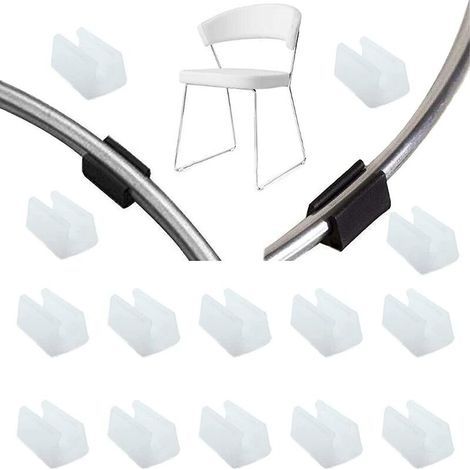 32pcs Patin Pied Chaise Tube Embout Tampon Capuchon Bouchon Protection Plancher Meuble Forme U en Plastique Chaise Casquettes,Chaise Jambe Caps Silicone Tube Pince (14mm,blanc) (1/4)