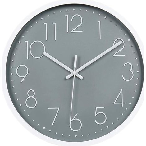 Horloge Murale 30cm Silencieuse Moderne Sans Tic Tac, Pendule Décorative pour Chambre Cuisine Salon, Cadran Numérique Échelle Noir, Design Épuré (1/5)