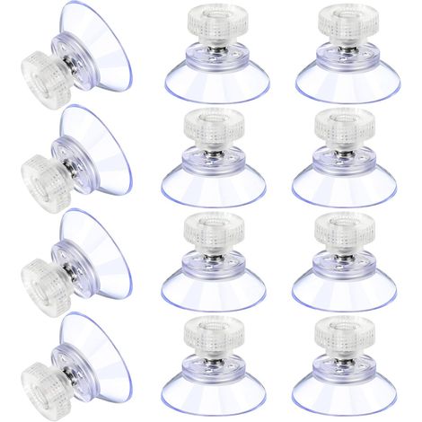 12 Grandes Ventouses Ventouses en Plastique Ventouse Anti-Collision Transparente en Caoutchouc Vis Écrou en Métal Ventouse Solide en PVC Transparent Remplacement avec Écrou de Vis (1/5)