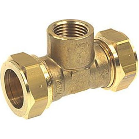 Té de serrage en laiton pour tuyau diam. 15 x 3/8’’ FF x 15 mm (1/3)