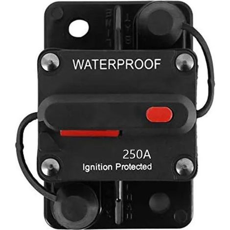 Disyuntor para coche de 250 A con reinicio automático - Fusible térmico para coche, barco, autocaravana - Protección eléctrica de 12 V/24 V - Disyuntor con reinicio automático (1/5)