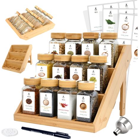 Gewürzgläser Set, platzsparendes Design, luftdichte Aufbewahrung, 12 Gewürzgläser Set (1/2)