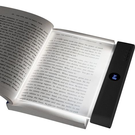 Lampe de livre plate, Panneau de Lampe de Lecture à LED, pour Lecture de Nuit au lit, Lampe de page de livre, Protection des Yeux Portable Book Light - Noir