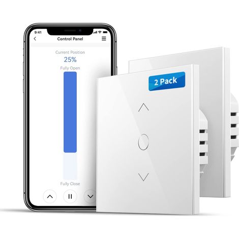 meross 2 Pcs Interruttore per tapparelle con Controllo percentuale (è necessario un filo neutro), Timer Switch per Persiane e Tende compatibile con Alexa, Google Home e SmartThings, Telecomando (1/5)