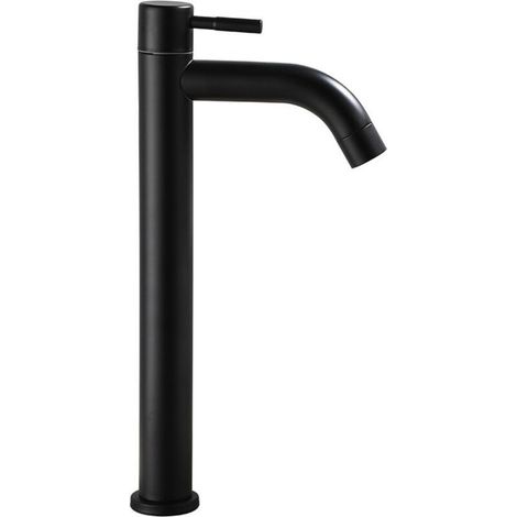 Robinet de salle de bain noir mat, seul eau froide, design moderne et minimaliste, finition épurée pour installation facile (1/5)