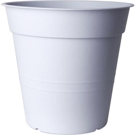 Ac-Deco – Pot de fleurs 30 cm – Blanc – Polypropylène résistant aux chocs – Drainage spécial pour oxygénation des racines (1/2)