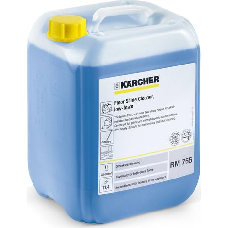 KARCHER Nettoyant pour Sol Brillant FloorPro RM 755 62954090, Bidon de 20 L, pH 11, Sechage sans Traces, a Base de Solvant