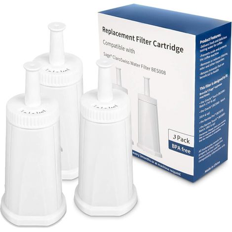 Lot de 3 filtres à eau de rechange pour machine à café expresso Breville Claro Swiss - Comparer à la pièce n° BES008WHT0NUC1