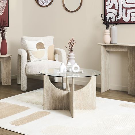 Table Basse - HOME DECO FACTORY - Pietra - Ronde - Verre - Multicolore (1/4)