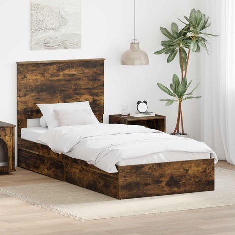 Aufbewahrungsbett Geräucherte Eiche 75 x 190 cm Holzwerkstoff