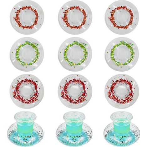 Lot de 12 porte-gobelets gonflables, sous-verres flottants gonflables à confettis pour fêtes à la piscine - Style 1 (1/5)
