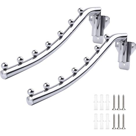 Porte-vêtements Pliant Mural, Crochet Mural Pliant en Acier, 2 Pièces Salle de Bain Porte Cintre Mural Pliant Vêtement Étendoir Placard Organisateur Pliable Porte-Vêtements Chambre à Coucher en Métal (1/4)