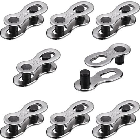 8 Paires Manque Link pour vélo 6, 7, 8, 9, 10 Vitesse Chaîne, Argent, réutilisable, (1/5)