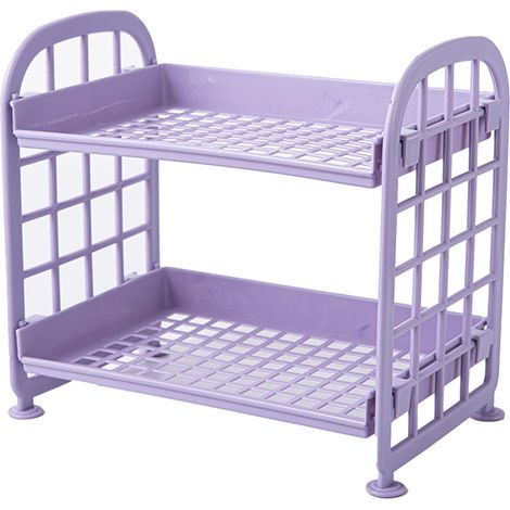 Étagère de bureau pliable 2 niveaux, support solide pour cosmétiques, salle de bain, cuisine (1/5)