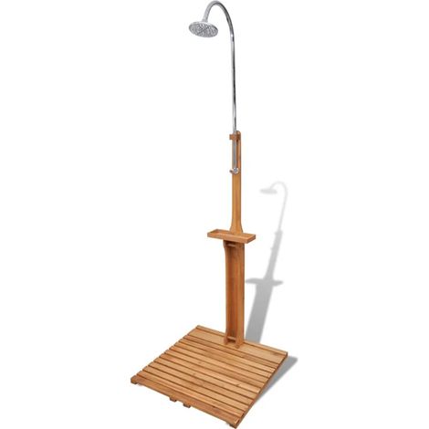 Vidaxl – Douche extérieure en bois dur et sapin – Résistante aux intempéries – Douchette rotative – Niveau réglable pour pression d'eau (1/5)