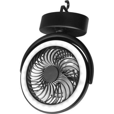 Ventilateur de camping portable avec lumière LED - 40 heures d'autonomie - Rechargeable - Ventilateur à piles - Alimentation de secours pour tentes et camping-cars (1/5)
