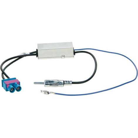 Adaptateur Antenne DIN 2xFakra Z Alimentation fantome Amplifie compatible avec Audi VW Seat Skoda ap08 (1/2)