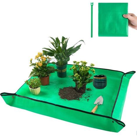 Tapis de rempotage pour plantes d'intérieur, imperméable et portable, en polyéthylène, respectueux de l'environnement, 75 x 75 cm (1/5)