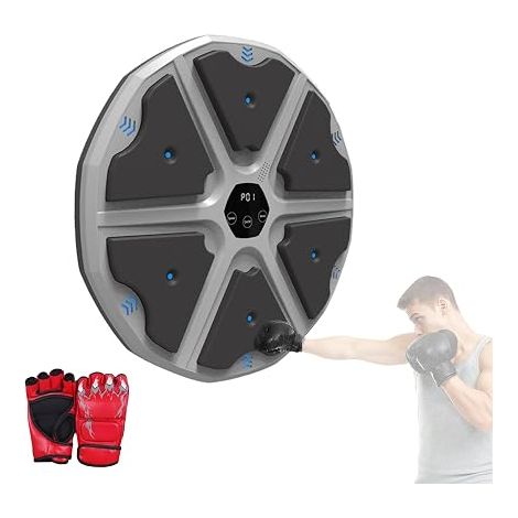 Machine de Boxe Musicale, Équipement D'entraînement de Boxe Mural en PU avec Gants de Boxe, Tapis de Boxe LED, Bluetooth, Lumières au Rythme de la Musique. (2 modos, 43x43x4 cm) (1/5)