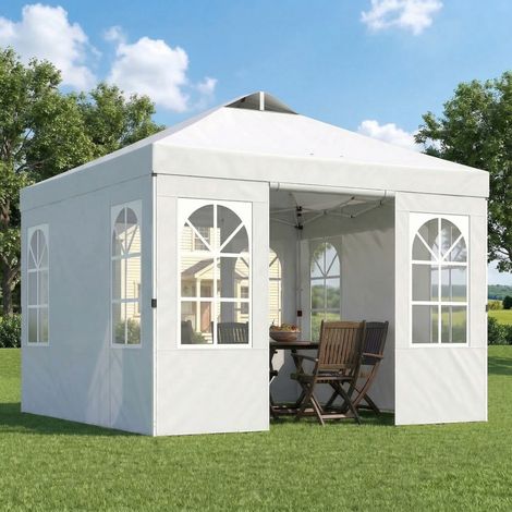 Blanc 3x3 m - Tente pliante Pop-up doté de UPF50+ 4 côtés amovibles, hauteur réglable et sac de transport