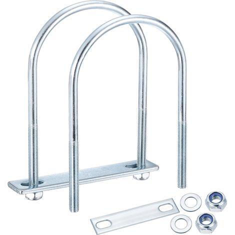 U-Boulons 2 Jeu (M10x116x185mm), Kits De U-Boulons Ronds En Acier Carbone Avec Ecrous Autobloquants Nylon, Rondelles Et Plaques - Pour Construction, Tuyauterie, Remorque (1/5)