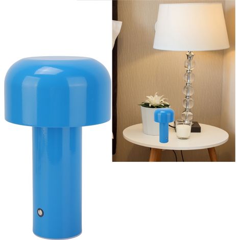 Lampe de table champignon, 3 couleurs, intensité variable, chargement USB, tactile, bleue, idéale pour les restaurants et le camping. (1/5)