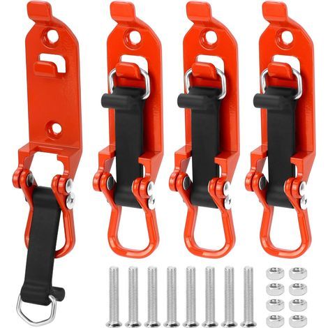 4-teiliger Schaufelhalter, Schaufelstütze für Dachgepäckträger, orange, mit Schrauben und Muttern (1/5)