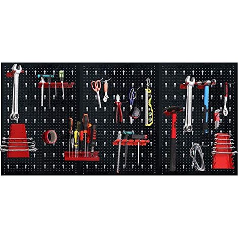 Naizy – Panneau mural pour rangement d'outils 120 x 60 x 2 cm – 17 crochets galvanisés – Installation simple – Pour atelier et garage