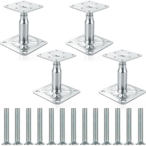 Set mit 4 verstellbaren Pfostenstützen, verzinkt, 100 bis 150 mm, höhenverstellbar, für Zäune, Unterstände, Carports, Pergolen, Bauarbeiten (1/4)