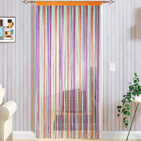 Rideaux à cordes style spaghetti faits à la main Divise-pièces multifonctions Grillage-moustiquaire pour fenêtres et portes, Rainbow, 90x245cm (1/5)